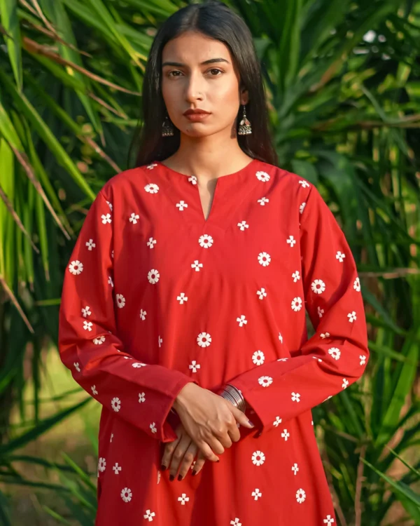 2‑Piece Embroidered Cotton Suit
