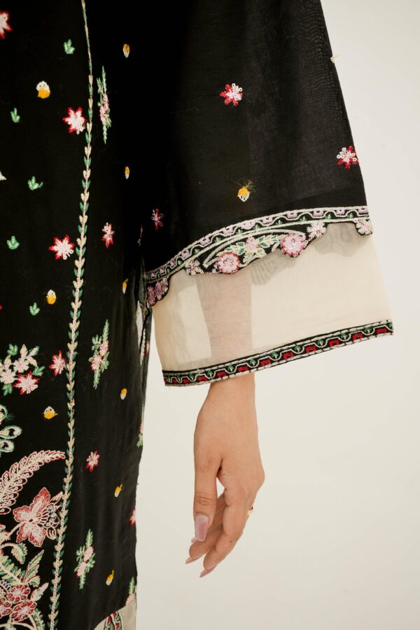 Elaaf Black Embroidered Lawn Suit with Chiffon Dupatta For Women - Image 5